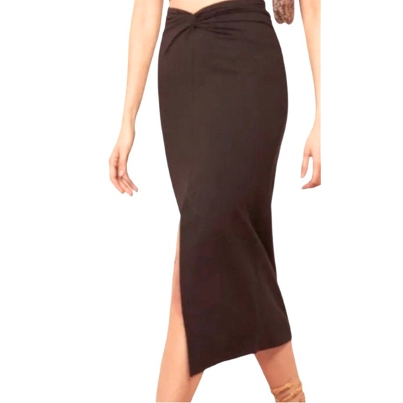 NWT Reformation Black Rylan Twist Front Skirt - Sz L - Picture 3 of 10